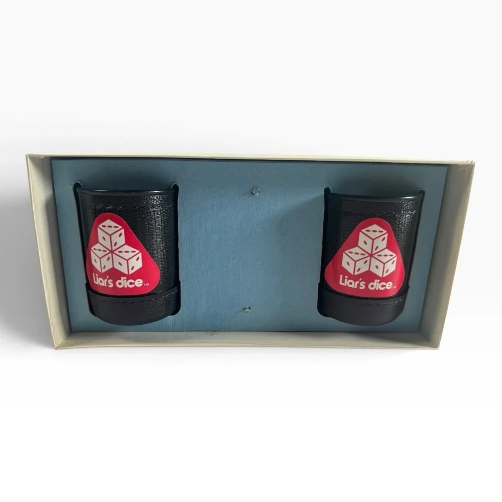 Vintage Liars Dice Game Set with 2 Cups 10 Dice and Instructions Original Box